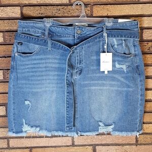 NWT KanCan For Maurices Size 20 Distressed Denim Jean Skirt